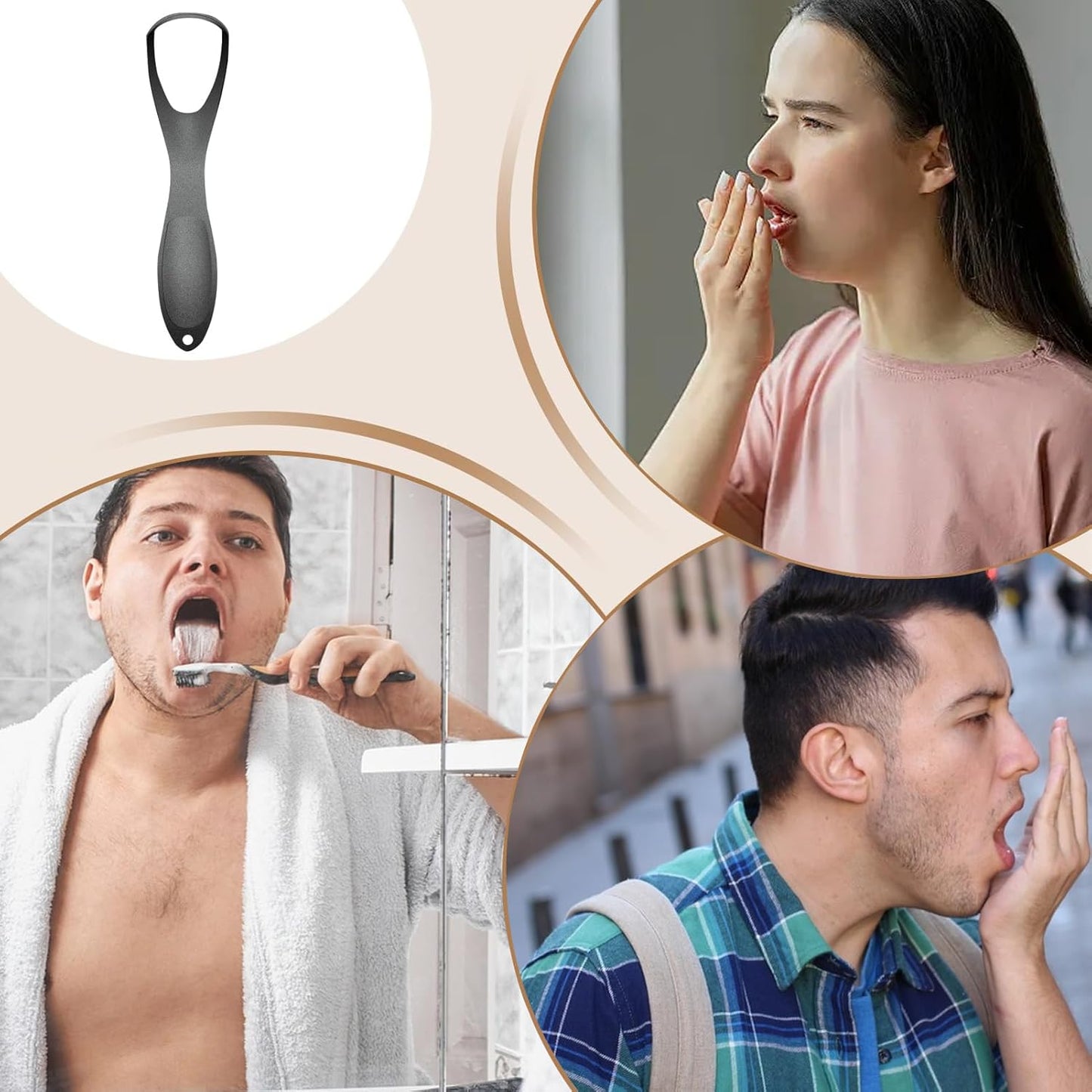 Tongue Scraper, Oral Care Cleaning Tool, Stainless Steel Material, Fan Shape Tongue Scraper Cleaner, Daily Breath Solution For Adults In Bathroom, 5.5x1 In, Silver, 1 Pack