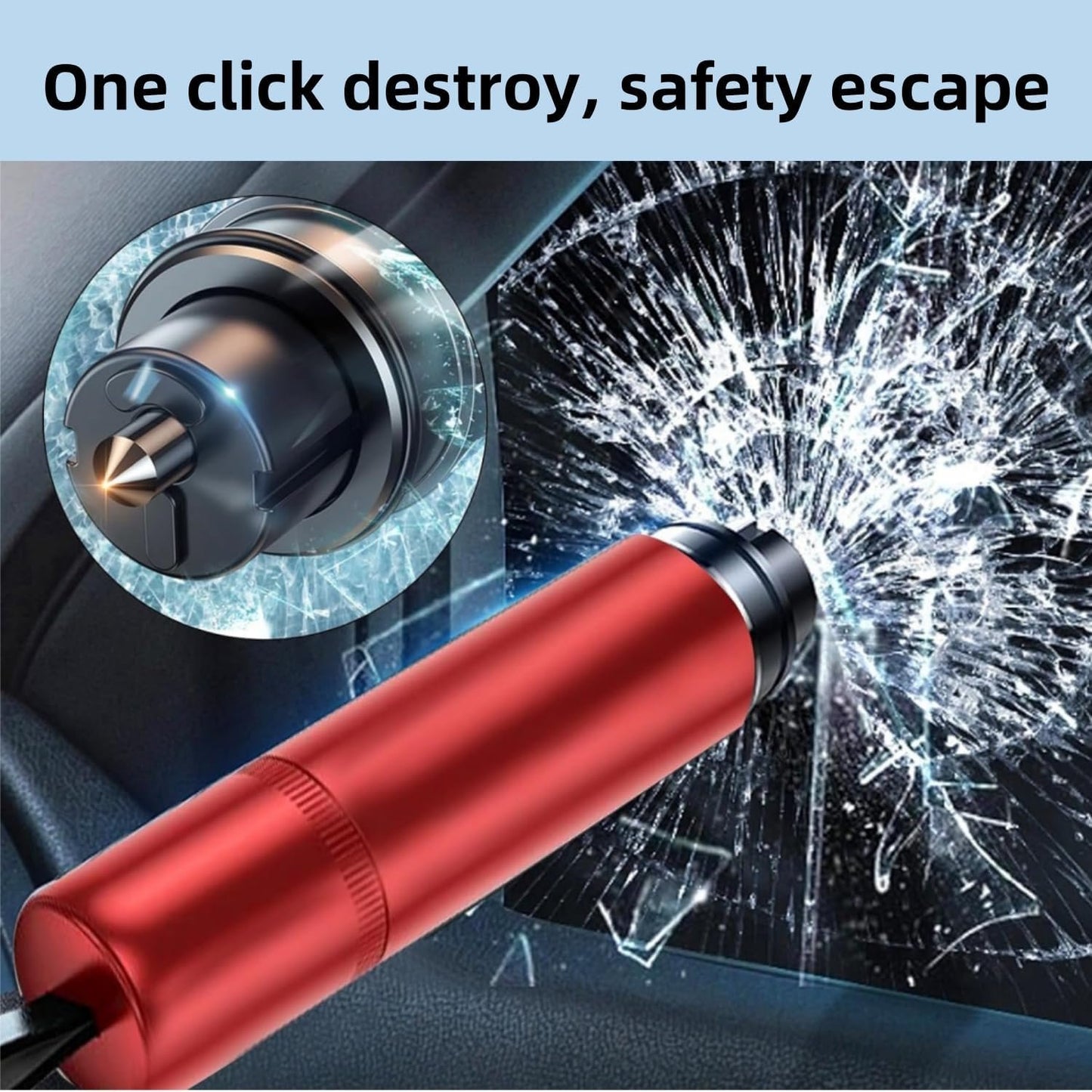 2 Packs car Safety Hammer, Emergency Escape Tool One Second Window Breaker, Knife seat Belt Cutter Car Glass Window Breaker Life-Saving Emergency Tool -(red)