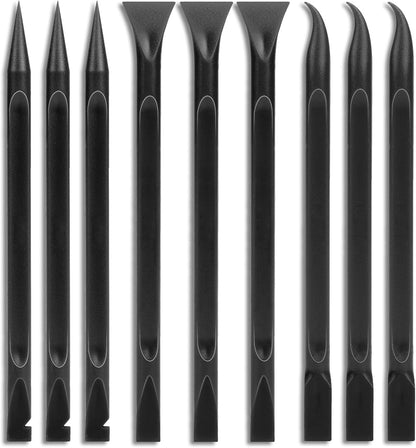 Crevice Cleaning Tool, 9 PCS Carbon Fiber Plastic Scraper Tool Car Detailing Brush Set Non-scratch Multi-purpose Scraper for Clean Small Narrow Spaces and Gaps, Remove Stickers Labels Oil Stains Dirt