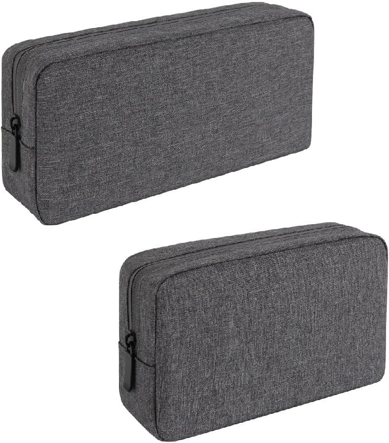 Travel Electronics Cable Organizer Bag Accessories Bag,Canvas Waterproof Universal Electronics/Accessories Multifunction Carrying Case Gadgets Bag Pouch 2 Pieces (Grey, One Size)