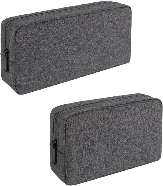 Travel Electronics Cable Organizer Bag Accessories Bag,Canvas Waterproof Universal Electronics/Accessories Multifunction Carrying Case Gadgets Bag Pouch 2 Pieces (Grey, One Size)
