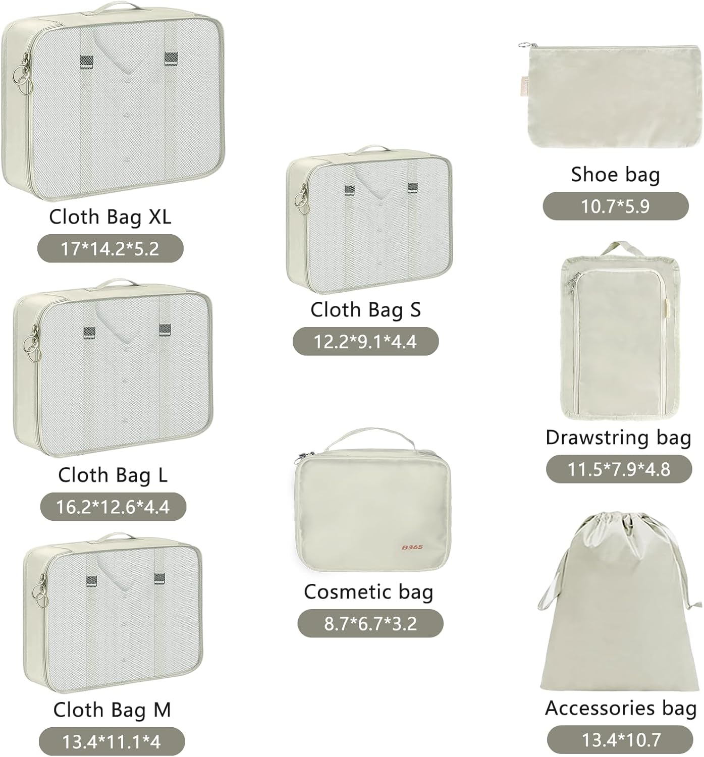 HOTBAG 8 Pieces Packing Cubes, Suitcase Organizer, Suitcase Organizer, Travel Organizer, Travel Accessories Useful Travel Cube System for Clothes, Shoes, Cosmetics