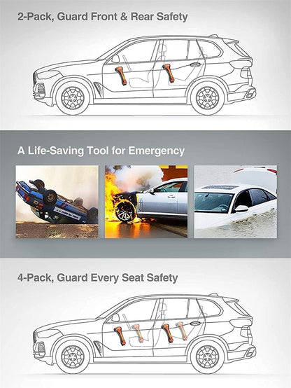 Car Window Breaker and Seatbelt Cutter, Car Emergency Escape Tool with Glass Breaker Seat Belt Cutter, 2-in-1 Car Safety Hammer, Premium Carbon Steel Automotive Life Rescue Tools Kit, 2 Packs