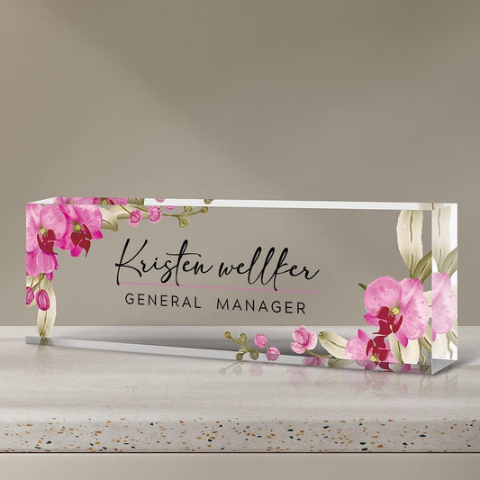 Desk Name Plate Personalized, Custom Acrylic Name Plates, Office Decor Desk Accessories for Women Men, Personalized Office Gifts for Women Men