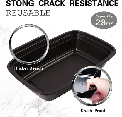 25 Pack 28 oz Plastic Meal Prep Containers with Lids, Leakproof Food Storage Container Microwave Safe BPA Free Stackable Lunch Box Take Out Containers 1 Compartment Bento Box