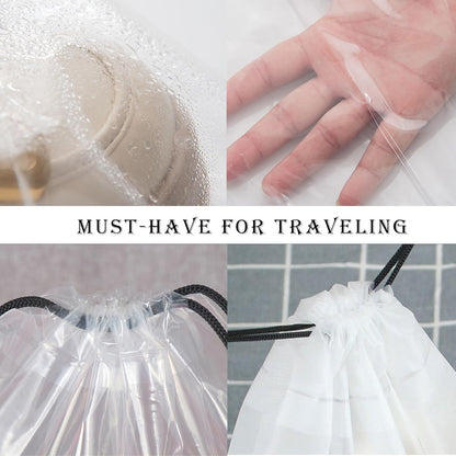 Shoe Bags for Travel, Transparent Waterproof Drawstring Dust Bags (11.8” x 15.7”) for Packing, Shoe Organization & Storage – Ideal for Men & Women, Clear, Large, 30 Transparent