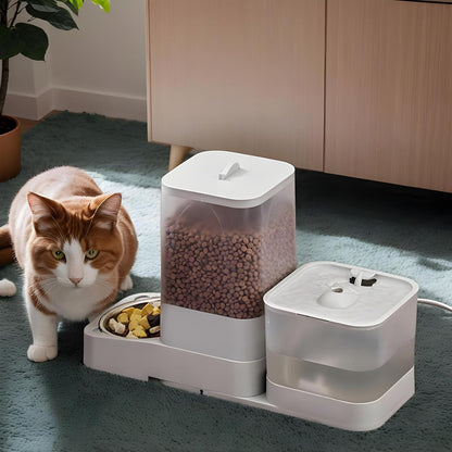 Automatic Cat Food Dispenser, Dog Food Dispenser Automatic Feeder, Drinker Waterer Large Capacity Pet Supplies, Storage Container for Kitten Puppy Feeding Watering