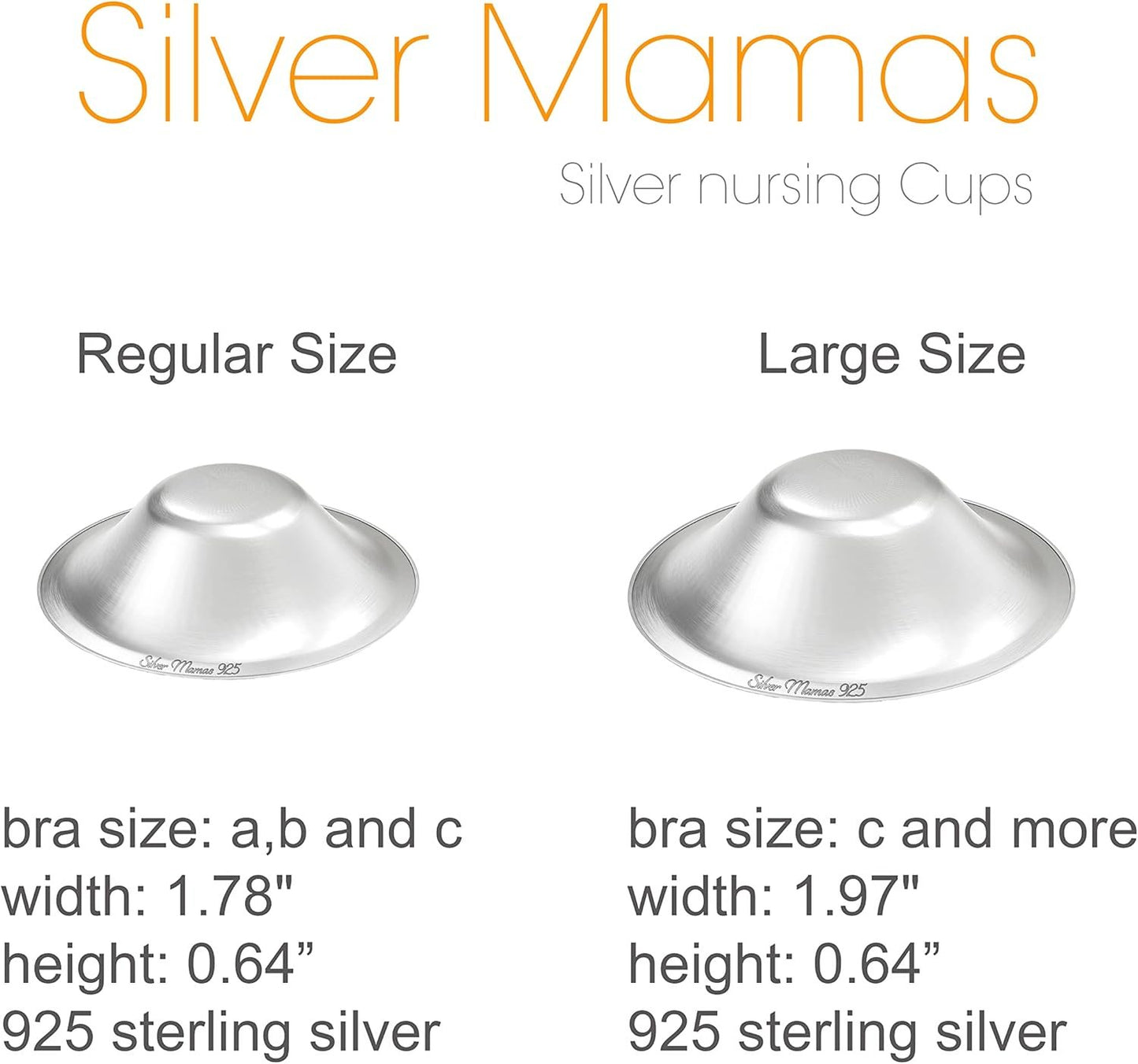 Silver Mamas Nursing Cups for Nursing Newborn, Silver Nipple Covers Breastfeeding, 925 Silver Nursing Shields, Healing Cups, Newborn Essentials Must Haves, Soothe Sore and Cracked Nipples (Medium)