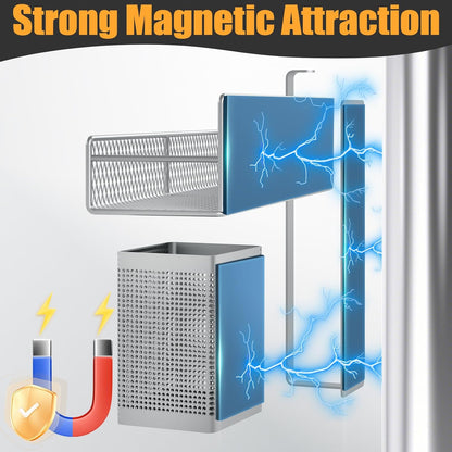 Magnetic Spice Rack for Refrigerator, 6 Pack 100% Metal Strong Magnet Shelf, Space Saving Spice Organizer, Home Kitchen Laundry Room Storage Organization W/ Paper Towel Holder, Utensils Racks (Grey)