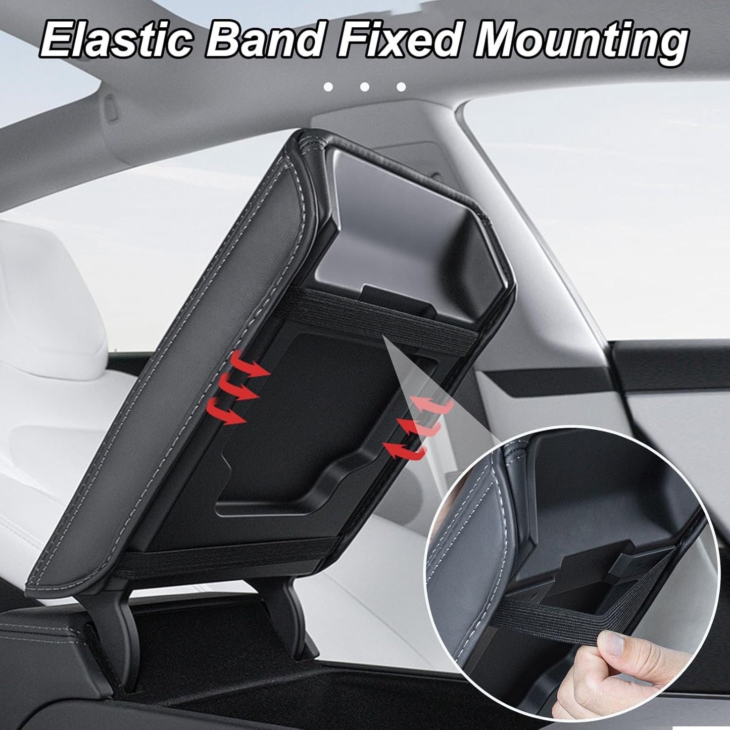 Armrest Box Cover for Tesla Model 3 Highland Model Y 2024-2017, PU Leather Center Console Arm Rest Anti-Scratch Protector Pad, Non-Slip Interior Accessories for Tesla Model 3 2024 (Black #A)