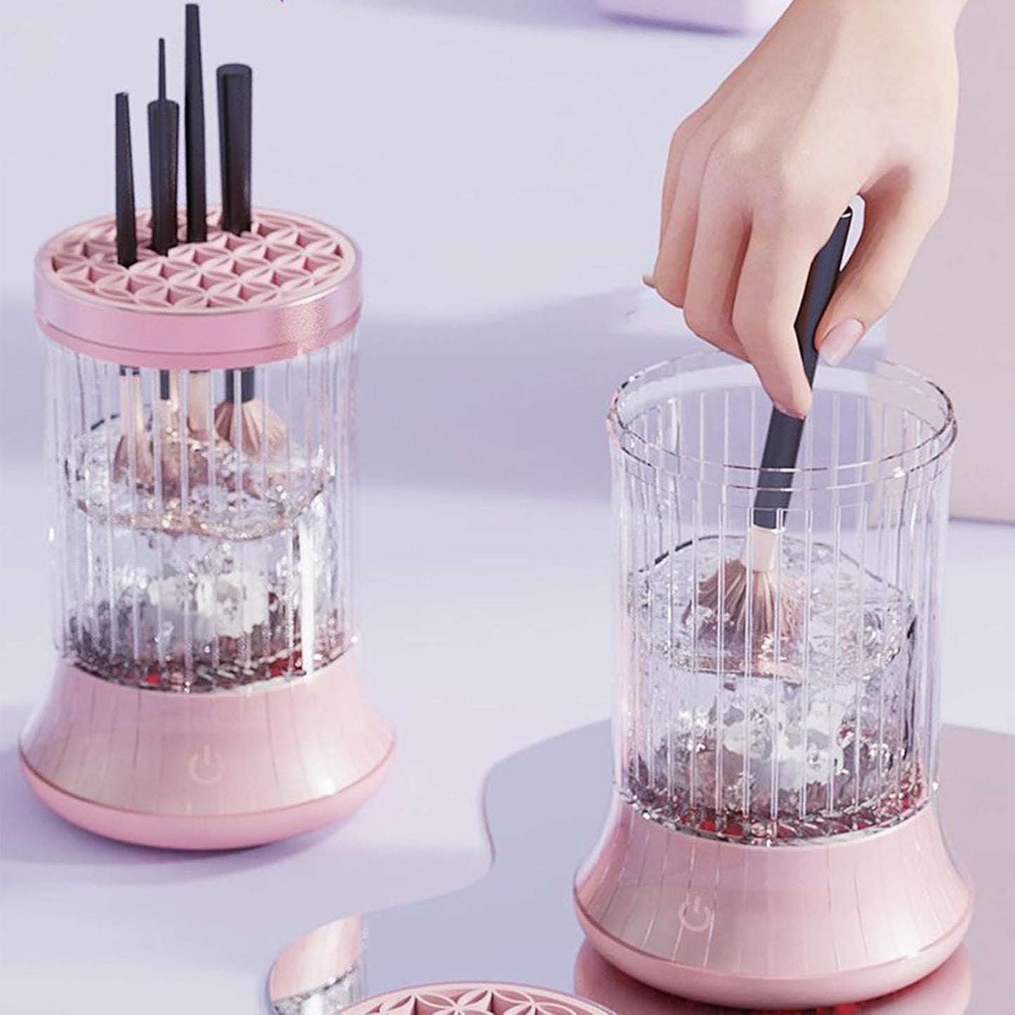 Makeup Brush Cleaner, Cosmetic Brush Cleaning Machine, 4.49x4.49x6.93 Inches Multifunctional Drying Tool, Quick Dry System, Brushes Hygiene Tools for Men, Women, Home and Outdoor