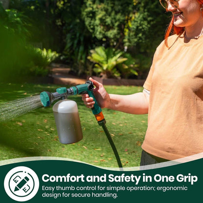 VENETIO 8-Dial Hose-End Sprayer for Liquid Fertilizer & Chemicals | Multi-Purpose Lawn & Garden Nozzle Spreader for Uniform Fertilizing, Pet Washing and Outdoor House Cleaning, 1000ml Dispenser Bottle
