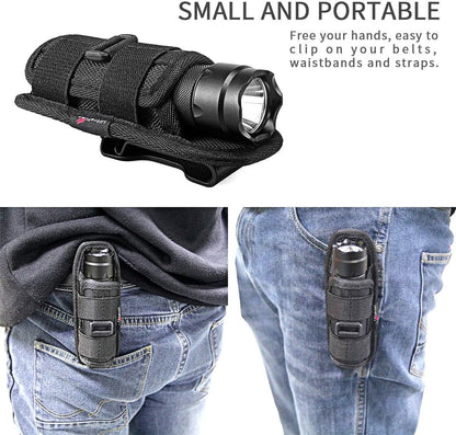 ULTRAFIRE Tactical LED Torch with Flashlight Holster, 1000 Lumens Single Mode Small Torch with Duty Belt Clip Torch Pouch, Bright Mini Torch WF-502B