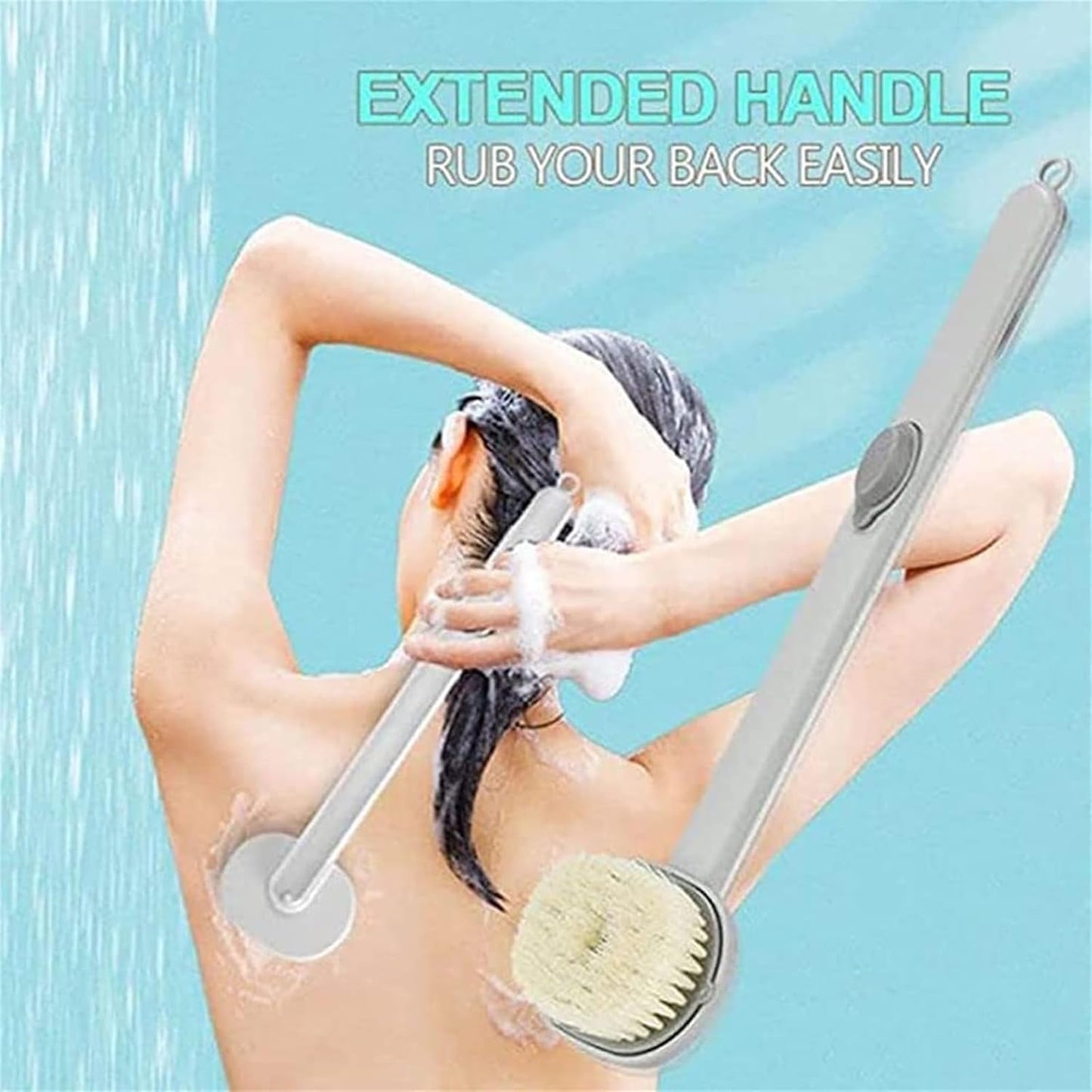 Long Handle Bath Massage Cleaning Brush, Removable Soap Dispenser Bath Brush, Long Handle Back Shower Bath Soap Dispenser Massage Cleaning Brush, Family Essentials (Gray)