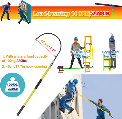 Generisch Gancio di riserva isolato ad alta voltaggio – Non Conductive Electrical Safety Lifesaving Pole, Isolated Rescue Bar for Body Pulling and Emergency Response, Commercial Use Safety Tool