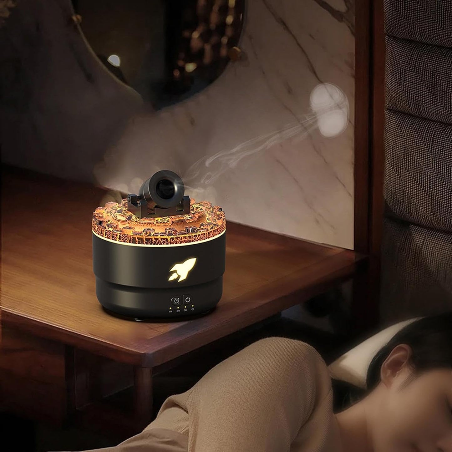 Aromatherapy Diffusers, Mood Diffusers For Home - Turret Air Diffuser Humidifier | Flame Air Diffuser, Air Diffuser Humidifier With Volcanic Light