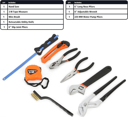 Great Neck 191 Piece Marine Tool Set, Versatile Boat Tool Kit, Water Resistant Marine Tool Kit Case, Emergency Marine Tool Kit for Boats, Chrome Plated, Orange (MS191)