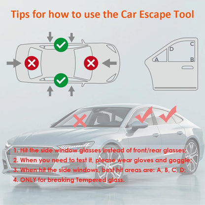 SEMTION Car Window Breaker and Seat Bbelt Cutter with Keychain Car Emergency Escape Tool kit, Pack of 2 (Black-Black)
