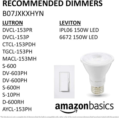 Amazon Basics 50W Equivalent, Warm White, Dimmable, 10,000 Hour Lifetime, PAR20 LED Light Bulb | 6-Pack