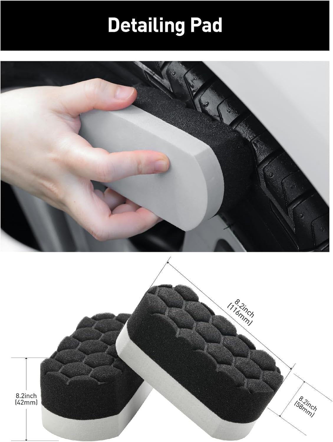 Fantasticlean 7PCS Car Wheel Cleaning Pro Kit, Tire Brush, Soft-bristled Rims Brush, Microfiber Flat Wheel Brush, Double-Ended Detailing Brush, Detailing Pads, Scratch-Free & Multipurpose