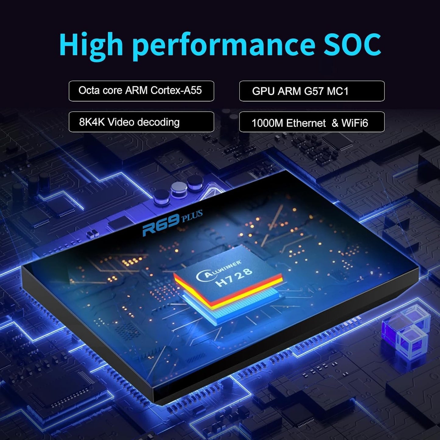 Android 14.0 TV Box, Android TV Box with Octa-core 64-bit CPU 4GB RAM 64GB ROM, 2025 Android Box Support WiFi 6 1000M Ethernet Bluetooth 5.0 USB3.0 4K Resolution HD TV Box for Smart TV