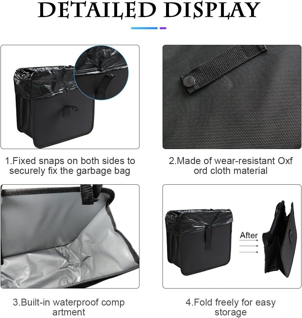 Foldable Trash Can, Hanging Waterproof Leakproof Storage Bag for Car With Large Capacity, Interior Accessories (Small)