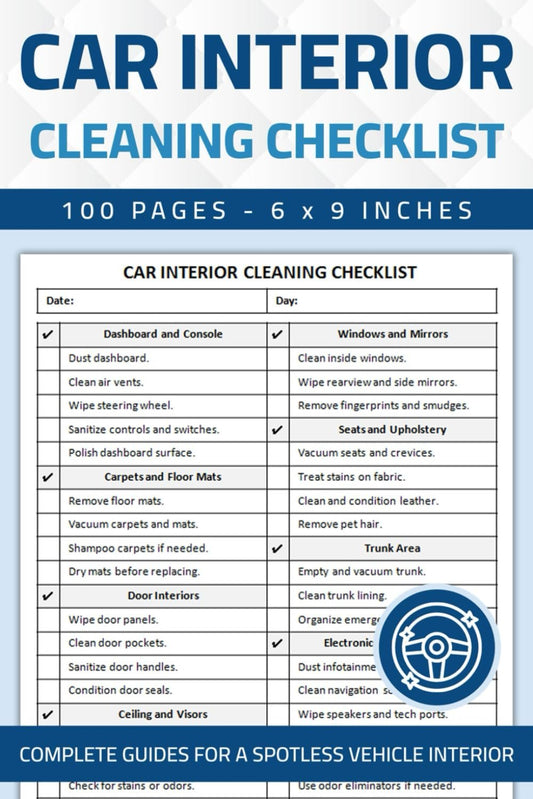 Car Interior Cleaning Checklist: Auto Interior Cleaning Check List | Vehicle Interior Detailing Checklist Log Book