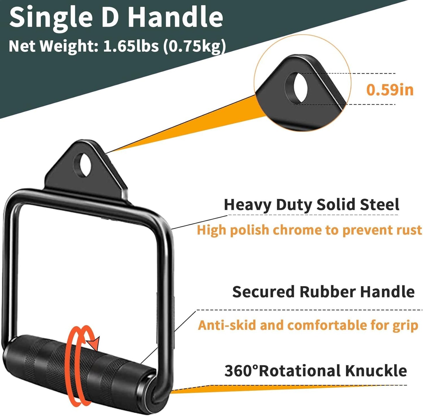 WNOEY Cable Machine Accessories, Cable Rowing Machine Handle Attachments, LAT Pull Down Attachment. Multi-Option: Double D Handle, V-Shaped Bar, Tricep Rope, Rotating Straight Bar