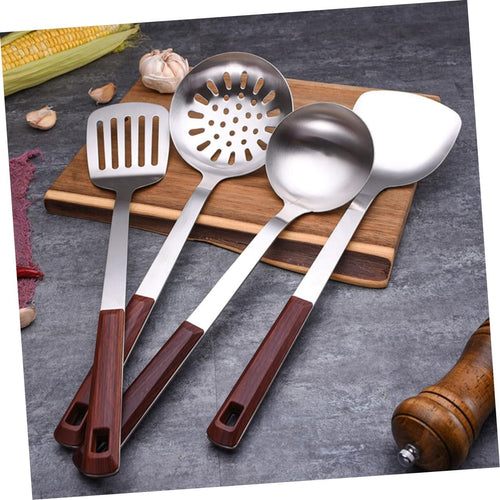 LIFKOME 1 Set 7 Pezzi Set Da Cucina Pezzi Gadget e Utensili Da Cucina Cucchiai Da Minestra Cinesi Pentole Antiaderenti Spatola Wok Pinze Metalliche Acciaio Inossidabile Anti-aderente