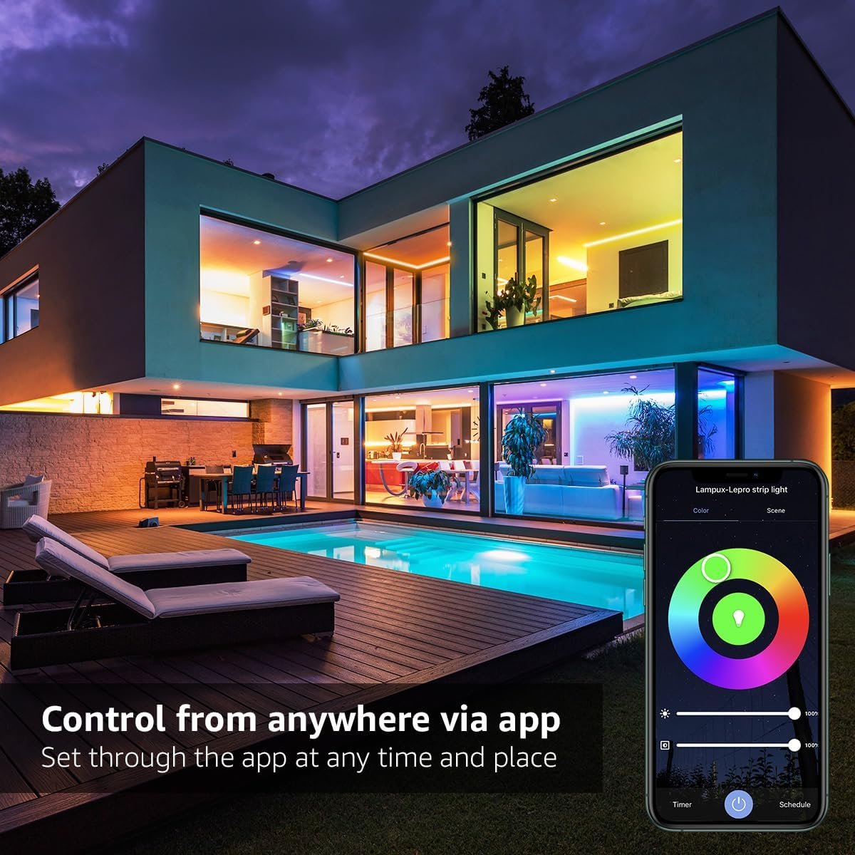 Lepro Smart LED Light Strip, 32.8FT Alexa WiFi LED Strip Sync with Music, 16 Million Colors Strip Lights for Bedroom, Home, Kitchen, TV, Party, Only Support 2.4Ghz WiFi (16.4ft*2)