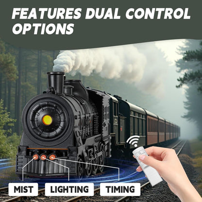 Train humidifier, 300ml Train Diffuser for Bedroom, Remote Control Aromatherapy Diffuser, Ultrasonic Cool Mist Humidifier with 2 Lighting & 2 Mist Modes Auto Shut-Off for Office Bedroom (Multicolored)