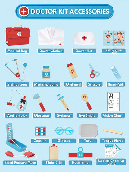 Lehoo Castle Kids Doctor Set, Toy Medical Kits 23 PCS, Pretend Play Doctor Kit Kids with Doctor Costume Doctor Bag Stethoscope, Role Play Set for 3 4 5 Year Boys