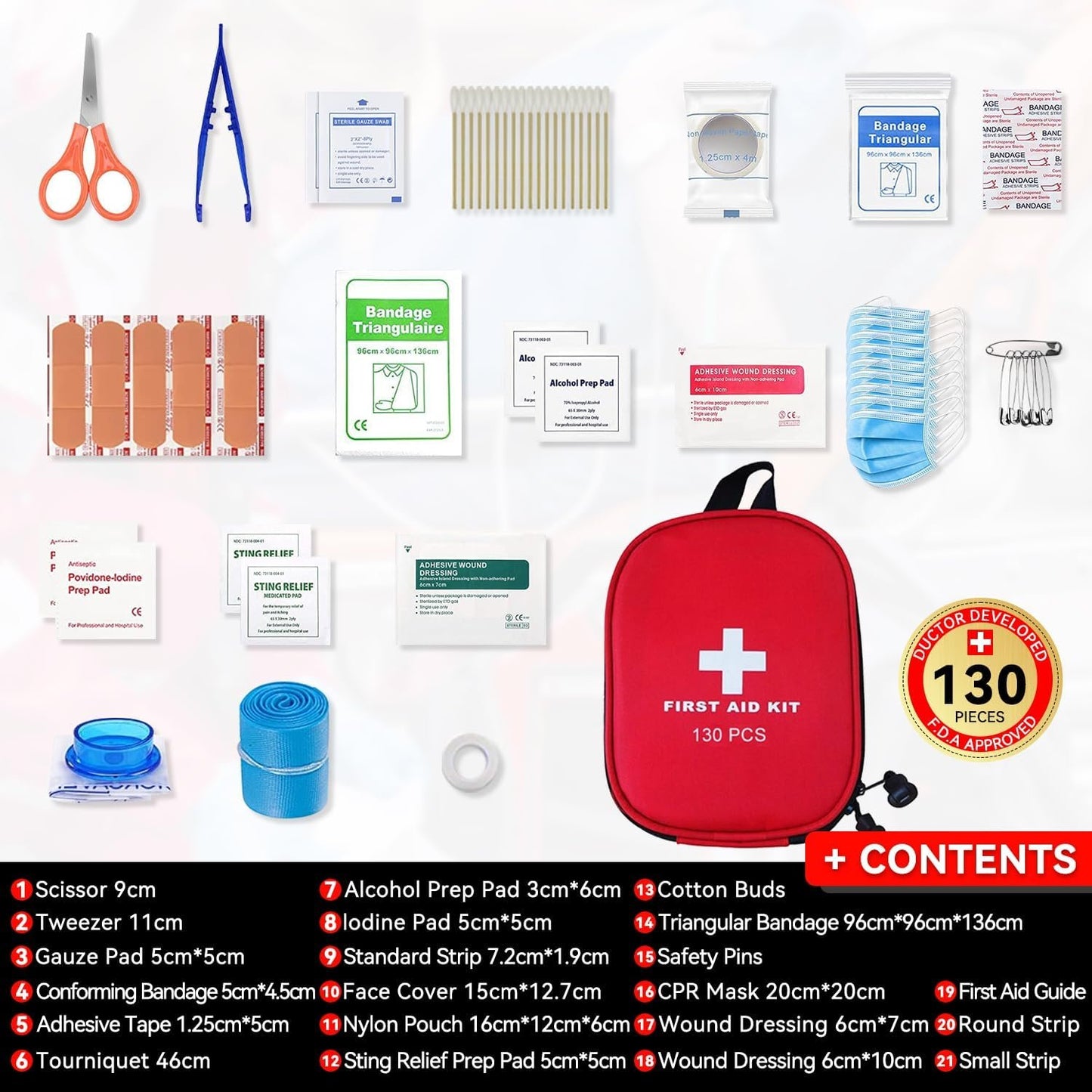 AUSELECT First Aid Kit, 130PCS Travel First Aid Kitï¼ŒEmergency Survival Hiking Kit, Family First Aid Camping Bag,Waterproof Medical Pouch for Travelï¼ŒOutdoor,Workplace, Home, Garage, Emergency Bag