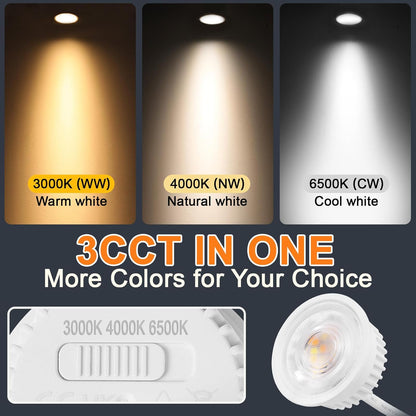 YindaLux 6 x Dimmable LED Module Diameter 50 x 23 mm for Recessed Downlights 4.9W 500LM 3CCT Warm White 3000K Neutral White 4000K Cool White 6500K IP44 120° Module Replaces GU10 MR16 Bulbs