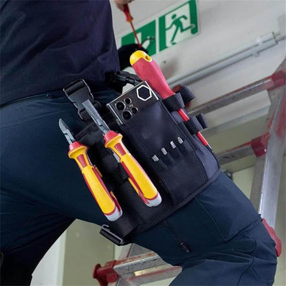 Tool Pouch,Repair tool kit, Multi-Tool Electrician Pouch with Leg Tools Belt, Tactical Work Bag for Electricians, Repairmen, HVAC Techs – Durable Black Pouchs with Belt Clip (1Pc)