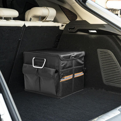 IEHOME Car Trunk Organizer, 36L Collapsible Multi Compartment Black SUV, RV, Car Organizer with Non Slip Base, Waterproof Bag & Reflective Strip