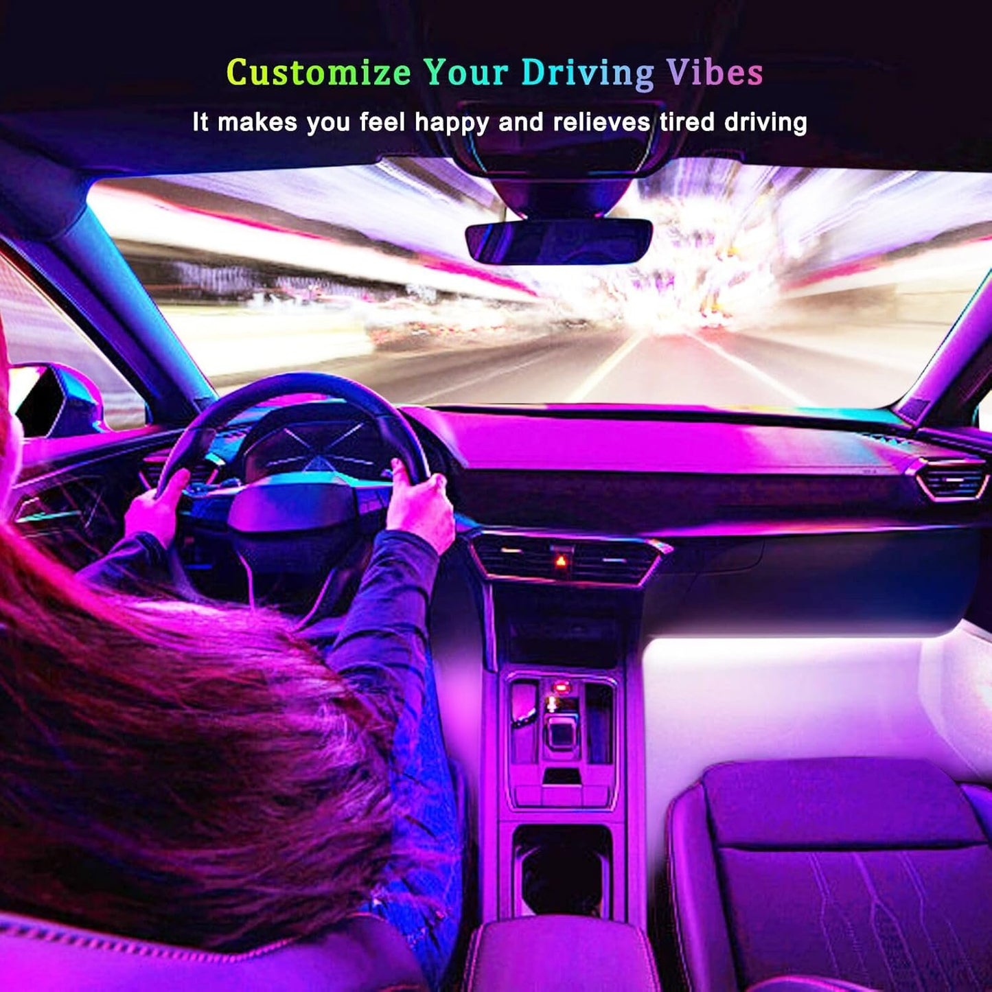 Car LED Lights, Car Accessories for Women,Smart Interior Lights with App Control, RGB Inside Car Lights with DIY Mode and Music Mode,with USB Port, Gifts for Men,12V