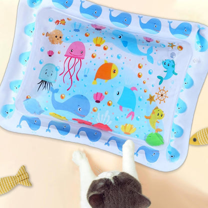 Jubilofex Tappetino Sensoriale Acquatico,Tappetino Pieghevole per Gatti con Effetto Acqua - Accessorio per Animali Domestici Gonfiabile Rinforzato per Casa Interni Esterno Soggiorno Camera da Letto