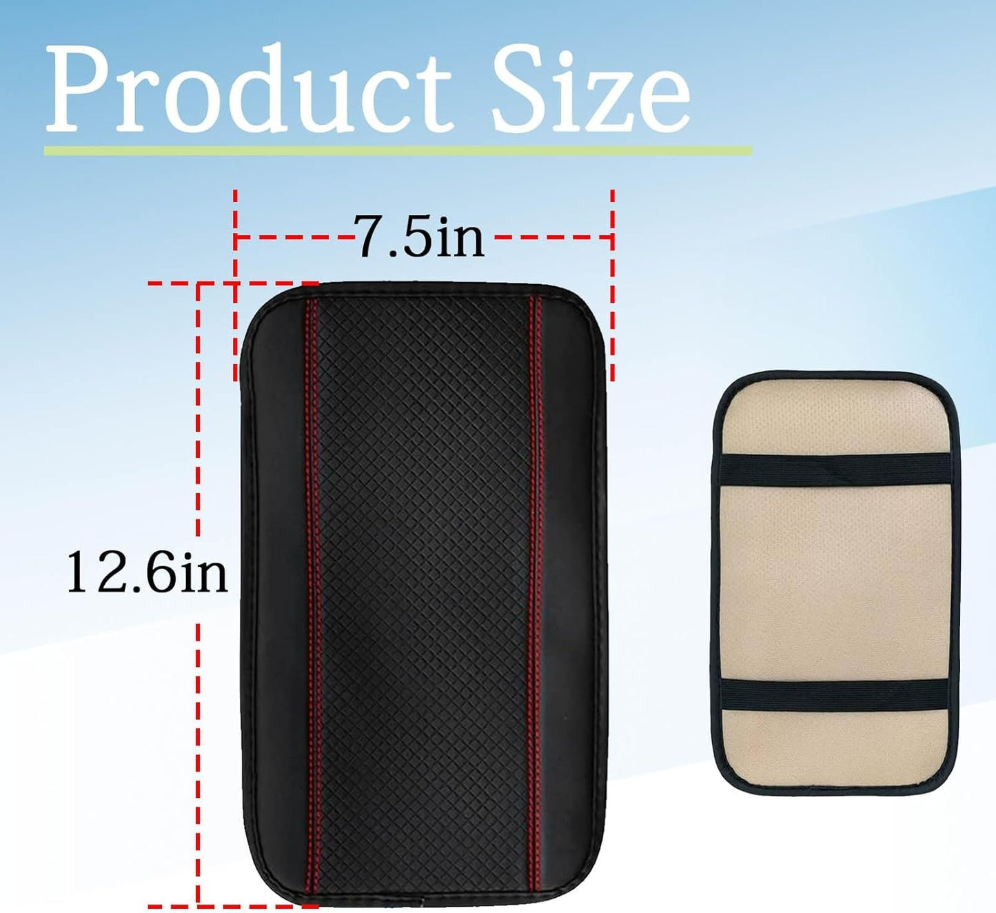 KAQISI Car Armrest Storage Box Mat, Fiber Leather Car Center Console Cover, Car Armrest Seat Box Cover Accessories Interior Protection for Most Vehicle, SUV, Truck, Car (Black/Red)