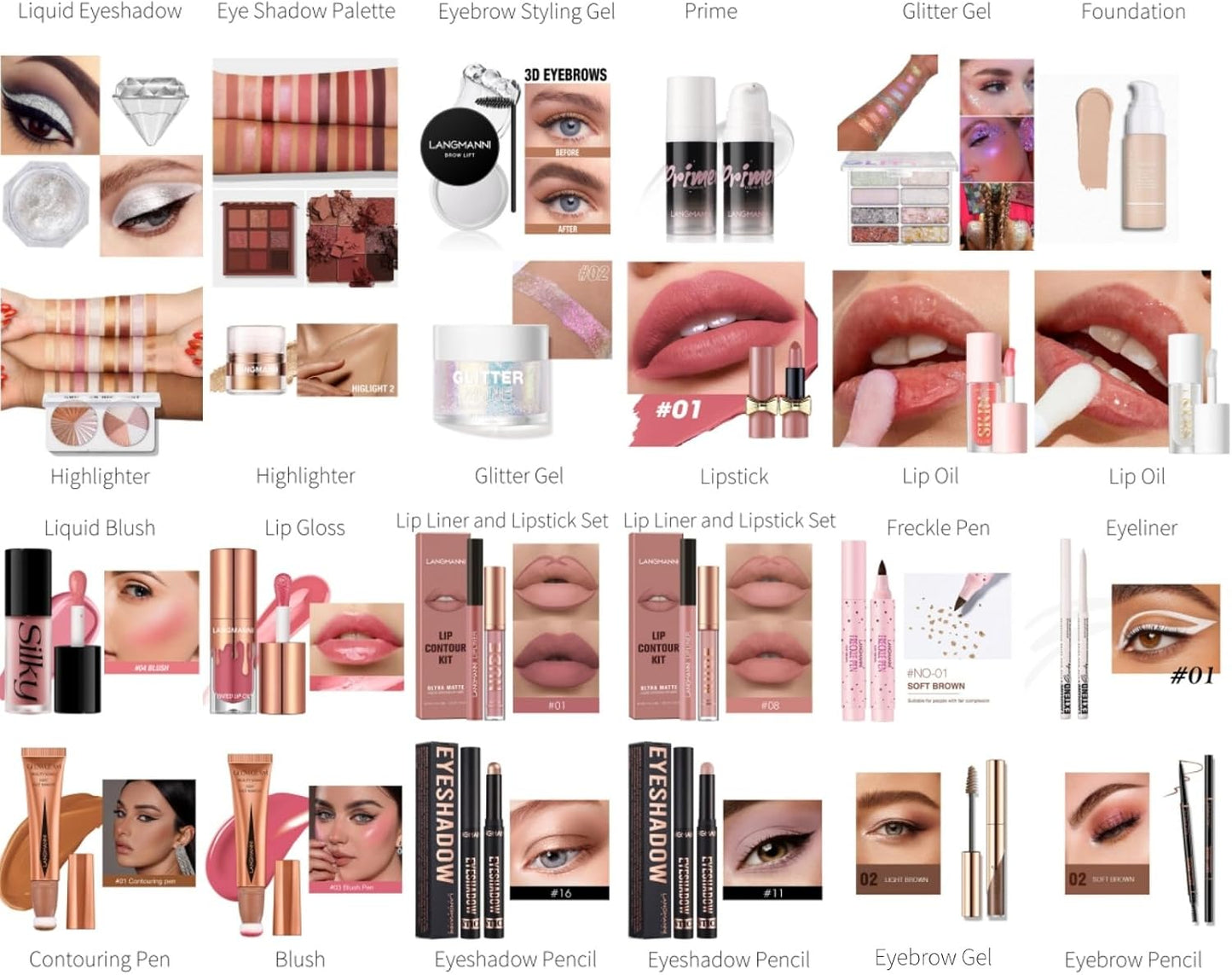 Beauty Holiday Gift Set 26 Pieces Complete Starter Set Eyeshadow Concealer Lip Lipstick Eyeliner Gift for Women Girls