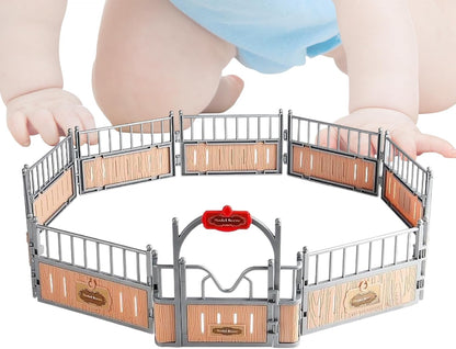Horse Figurine, Animal Fence, Stabile Model Set, 12,2 x 18,11 x 5,71 pollici Realistic Play Collection, Durable Farm Toys, 12 pezzi regalo per compleanno e bambini