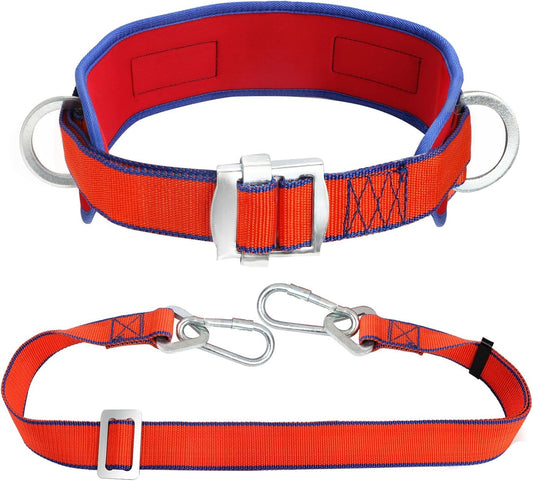 Trsmima Safety Belt With Adjustable Lanyard and Updated Waist Pad - Tree Climbing Harness - Fall Protection and Arrest Kit for Climbing, Kite Flying, Ladder Safety