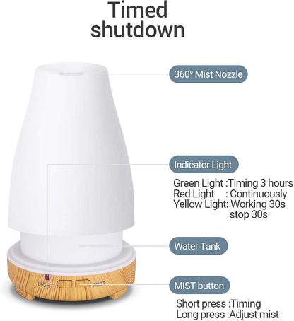Aromatherapy Air Humidfier Aroma Diffuser Essential Oil Diffuser with Remote Control Led Night Light for Home White