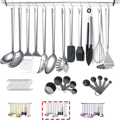 Stainless Steel Cooking Utensils Set,Kyraton 37 Pieces Kitchen Utensils Set, Kitchen Tool Gadgets Set with Utensil Holder Non-Stick and Heat Resistant Dishwasher Safe