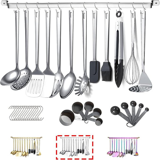 Stainless Steel Cooking Utensils Set,Kyraton 37 Pieces Kitchen Utensils Set, Kitchen Tool Gadgets Set with Utensil Holder Non-Stick and Heat Resistant Dishwasher Safe