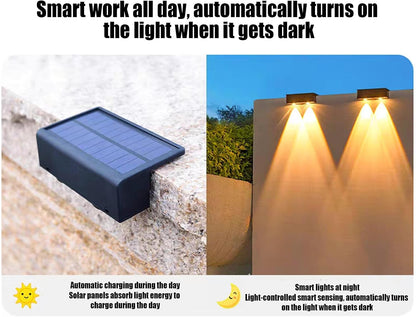 Solar Fence Lights, Waterproof LED Lamp, 4.72x3.35x1.57 Inches Automatic Smart Lighting, Energy Solar Power, Sturdy Weather-Resistant Design for Poolside, Patio, Pathway, Deck