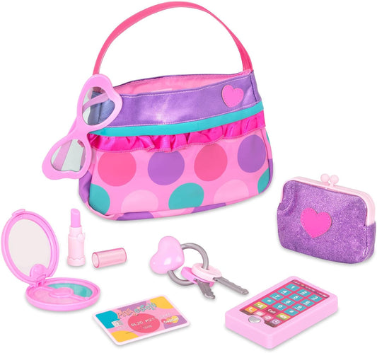 Play Circle by Battat – Princess Purse Style Set – Pretend Play Multicolor Handbag and Fashion Accessories – Toy Makeup, Keys, Lipstick, Credit Card, Phone, and More