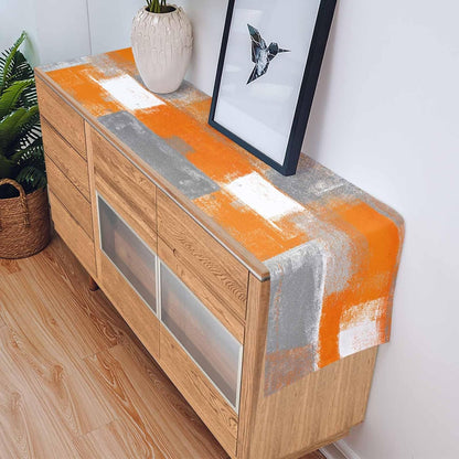Burnt Orange Table Runner 70 Inch Long Fall Orange and Gray Modern Dinner Runners Farmhouse Dresser Scarf Grey Abstract Art Non-Slip Runners for Dining Table Holiday Parties Banquet