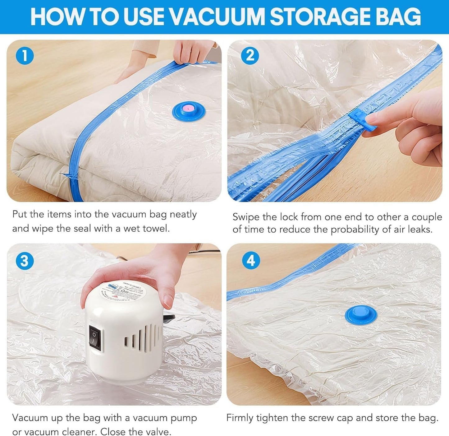 Vacuum Storage Bags with Portable USB Electric Pump, 9 Packs Vacuum Storage Bags, 3Large 3Medium 3Small, for Clothing Travel Luggage Comforters Blankets Pillows Bedding (2025 Upgrade)