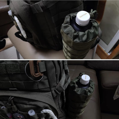 Azarxis Water Bottles Pouch Bag Tactical Molle Military Drawstring Water Bottle Holder Mesh Hydration Carrier Attachment Travel Outdoor Sports Gear